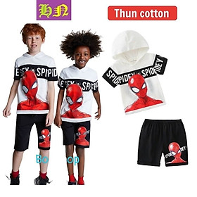 Bộ đồ siêu nhân cho bé từ 13-30kg- áo có nón - chất liệu thun cotton