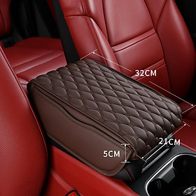 Car Armrest Cushion Car Armrest Box Cover with Storage Pocket PU Leather Middle Console Protector for Suvs Auto Vehicles