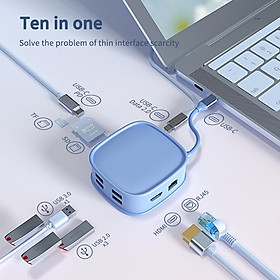 Mua Bộ HUB TEEMO PC Túi Xách Chia 10 Cổng USB Type C To HDMI PD Dùng Cho Laptop Surface Macbook IPad Điện Thoại BS10H - Hàng Chính Hãng
