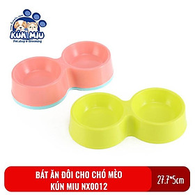 Bát ăn đôi cho chó mèo Kún Miu NX0012 chất liệu nhựa an toàn cho thú cưng