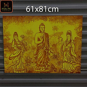 Mua - kt 61cmx81cm - dán vách thờ  bàn thờ  tượng thờ tranh trúc chỉ in MÂU NI