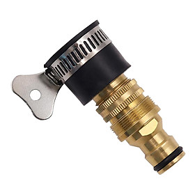 Brass Hose Tap Connector, 1/2 Inch and 3/4 Inch 2-in-1 Female Hose Connector for Kitchen Garden Taps