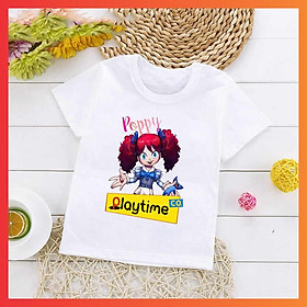 Áo thun tay ngắn in game poppy playtime và hình huggy wuggy cho trẻ em màu trắng cực hot