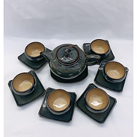 Bộ ấm chén pha trà gốm sứ men hỏa tiến - ANTH690