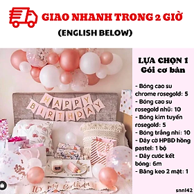 Bộ line bóng trang trí sinh nhật màu rosegold như hình adult birthday set SNNL42