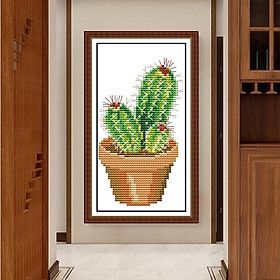 Cactus Pre-printed Stamped Cross Stitch Kit Needlework DIY Home Wall Arts