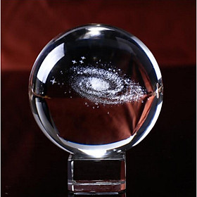 (Toponeto) 3D Solar System crystal ball Engraved Solar System Miniature Planets Model
