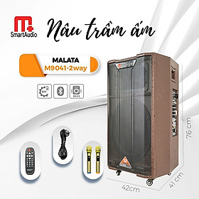 Loa kéo Malata M+9041 - Loa kéo di động bass 4 tấc có Reverb - Tặng kèm 2 micro không dây - Công suất cực lớn lên đến 600W - Đầy đủ kết nối Bluetooth, AUX, USB, SD card - Vỏ gỗ cao cấp cho âm thanh trầm ấm, mạnh mẽ - Hàng chính hãng