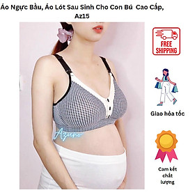 Áo Lót Bầu - Áo Ngực Cho Con Bú Kẻ Cotton Azuno A15 Chống Chảy Xệ Không Gọng Mút Mỏng Cao Cấp