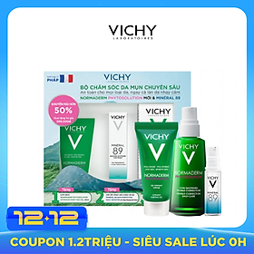 Bộ Hộp Chăm Sóc Da Chuyên Sâu Dành Cho Da Dầu Mụn Vichy Normaderm Phytosolution (50ml) Và Dưỡng Chất Mineral 89 (10ml)