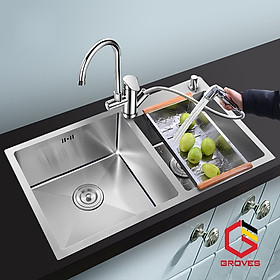Mua CHẬU RỬA BÁT  CHÉN INOX 2 HỐ LỆCH GRBC7843L
