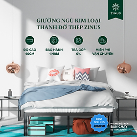 Mua Giường Sắt Thông Minh Zinus Van 40Cm Siêu Chắc Chắn Với Góc Bo Tròn - Metal Platform Bed Frame with Steel Slat Support