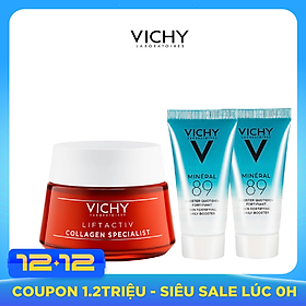 Bộ kem dưỡng Vichy Collagen Specialist & dưỡng chất khoáng cô đặc Mineral 89 giúp da căng mượt và ngăn ngừa lão hóa