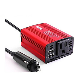 Bộ Adapter Chuyển Nguồn Dùng Trên Ô Tô 12V ra 110V/220V 2 Cổng USB 1A và 2A Cắm Tẩu Sạc PD