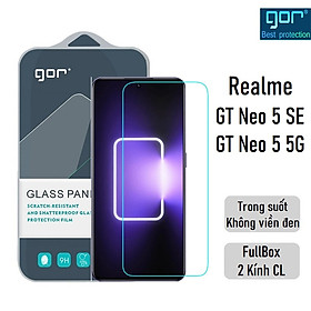 Bộ 2 Kính Cường Lực Gor cho Realme GT Neo 5 SE/ Realme GT Neo 5 5G Trong Suốt, Không Viền Đen 9H/ Vát 2.5D (2 Miếng) - Fullbox.