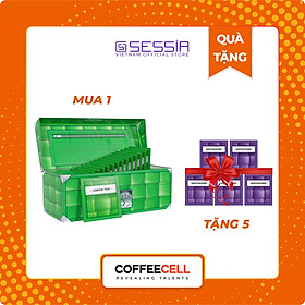 Trà Xanh Với Nhân Sâm Trắng Thượng Hạng COFFEECELL (30 gói x 3g) - Trà nguyên lá ngọt thanh, chát nhẹ, Chống oxy hóa, Tăng cường tập trung - Hàng Chính Hãng