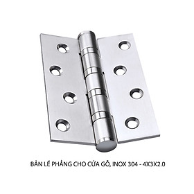 Bản lề lá phẳng BLLP-4x3x2.0 bằng inox 304, dày 1.2mm cho cửa gỗ