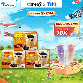 Combo 3 hộp Trà Sữa Trân Châu Hoà Tan - Hillway - Vị Truyền Thống (hộp 5 gói trà sữa, 5 gói trân châu)