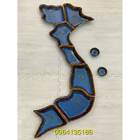 Mua Bộ Đĩa đựng đồ ăn hình chữ S non sông đất nước quê hương tôi men hoả biến gốm sứ Bát Tràng