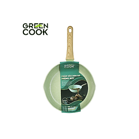 Chảo nhôm sâu men đá ceramic miệng rót Green Cook GCP231-26IH màu xanh 10 lớp chống dính sử dụng được trên tất cả các loại bếp - greencook