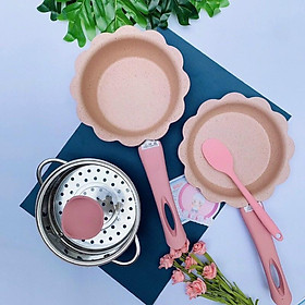 Mua Nồi Chảo Đá Cho Bé Ăn Dặm  Set Chảo Đá Chống Dính Kèm Xửng Hấp Nấu Đồ Ăn Dặm Cho Bé Và Gia Đình