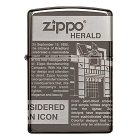 Bật Lửa Zippo 49049 – Zippo Newsprint Design 360° Laser Black Ice