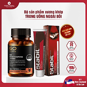 Bộ sản phẩm xương khớp nhập khẩu chính hãng trong uống ngoài bôi gồm: Viên uống GO Glucosamine 1-A-Day 1500mg (30 viên) và Kem bôi khớp Stabil (75 gam)