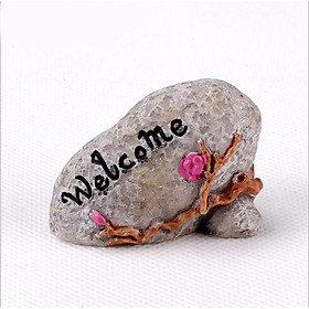Mô hình viên đá WELCOME làm tiểu cảnh terrarium/ mô hình trang trí nhà búp bê, doll house DIY, trang trí cây cảnh sen đá