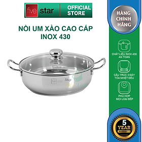 Mua Nồi lẩu um xào inox 430 bếp từ 3 đáy Fivestar nắp kính   tặng 1 vá canh 20cm | 24cm | 26cm | 28cm | 30cm