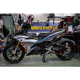 Tem rời exciter 150 trắng đen, tặng 1 set logo, tem 3 lớp không bay màu