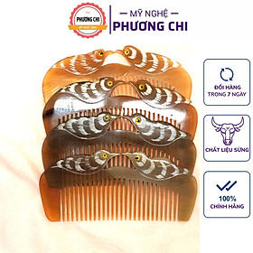 Lược sừng trâu đôi chim trắng nưa đẹp dai 12cm, lược chải tóc gỡ rối massage đầu | Mỹ Nghệ Phương Chi