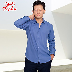 Áo sơ mi nam form body slim fit,  phong cách Hàn, không túi, vải màu trơn Bamboo mượt mát, hiệu Amazing - M