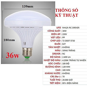 Bóng đèn LED 24w, 36w, 48w, 50w, 60w đui E27, sáng trắng, dạng trụ, 4U hoặc UFO vỏ nhôm vàng