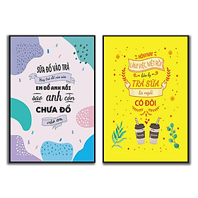 Mua Tranh treo tường trang trí quán trà sữa  tranh chữ treo quán trà sữa  tranh khung ghép bộ đôi