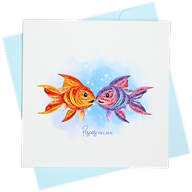 Thiệp Giấy Xoắn Nghệ Thuật - Chòm Sao Song Ngư - Pisces Constellation - Astrology - 15 x 15 - VN2XM115D27E1