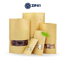 Mua 10 Túi zip giấy Kraft đáy đứng - Có cửa sổ bền  chắc - Túi zip Kraft - Zip A1 - A1011
