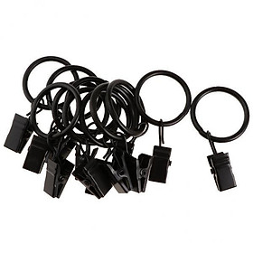 2-8pack 12 Pieces Metal Curtains Drapery Rings with Clips Black Porcelain 25mm