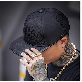  Nón Sơn Snapback Hoa Văn - Nón Hiphop Nón Sơn - Nón Snapback Nón Sơn - Mũ snapback hiphop nam nữ ĐEN