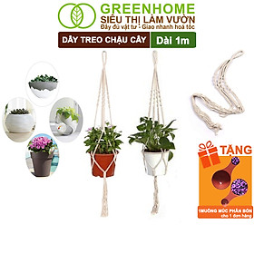 Dây Treo Chậu Cây Greenhome , Dài 1m, Sợi Cotton Đan Thủ Công, Thẩm Mỹ Cao, Chịu Lực Tốt, Trang Trí Ban Công, Sân vườn - 1 DÂY TREO CHẬU 1M