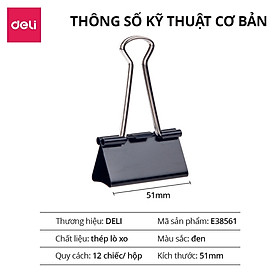 Hộp 12 Kẹp Bướm Deli Kẹp Tài Liêu Giấy Tờ Văn Phòng Phẩm Học Sinh Văn Phòng Nhiều Kích Thước Nhỏ Gọn Tiện Lợi Giá Rẻ