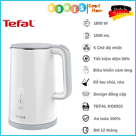 Ấm Siêu Tốc Thông Minh TEFAL TEFAL KO6931 Wasserkocher Sense, Sản Xuất Tại Pháp, 5 Chương Trình Nhiệt Độ, Dung Tích 5L, Công Suất Cao 1800W - Hàng Nhập Khẩu Đức