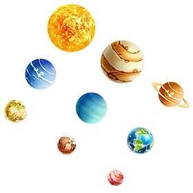 9Pcs Solar System Wall Stickers,Glowing Planets Wall Decals for Kids Room