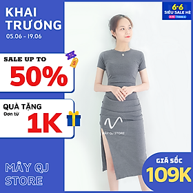 Đầm Nữ Ôm Body Tay Ngắn Dáng Dài Xếp Ly Eo Chất Vải Thun Cotton Mềm Mịn Quyến Rũ Freesize dưới 58kg