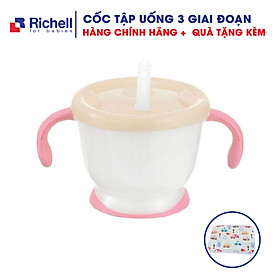 Cốc tập uống 3 giai đoạn Richell. Cốc tập uống Richell cho bé. Tặng kèm tấm lót chống thấm