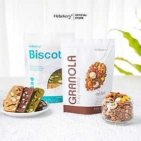 Combo 250g Granola + 250g Biscotti 3 Vị Ăn Kiêng Không Đường By HeBe