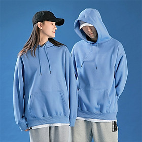 Áo hoodie basic, Áo Khoác Hoodie Trơn Có Mũ Form Rộng Tối Giản Màu Trắng