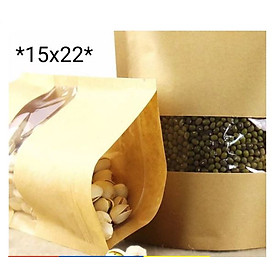 Mua combo 50 túi zip kraft 15x22 cửa sổ tràn viền màu vàng/nâu chống thấm nước-Hàng nhập
