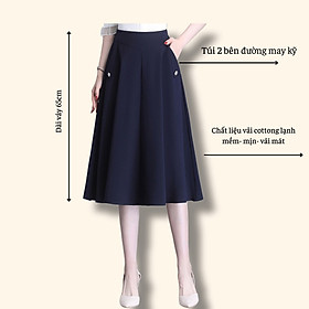 Chân Váy Xòe Oxatyl M304 có nắp túi 2 bên chất liệu coton lạnh phong cách công sở 2023 - ĐEN - XL
