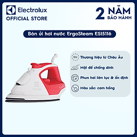 Bàn ủi hơi nước  Electrolux ErgoSteam - Cam hồng - ESI5116 - Hơi nước liên tục và ổn định, tự động làm sạch tiện lợi, loại bỏ nếp nhăn cứng đầu [Hàng chính hãng]