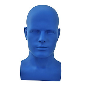 Male Mannequin Head Bust  Display Stand Stable for Headwear Hat Hats Blue